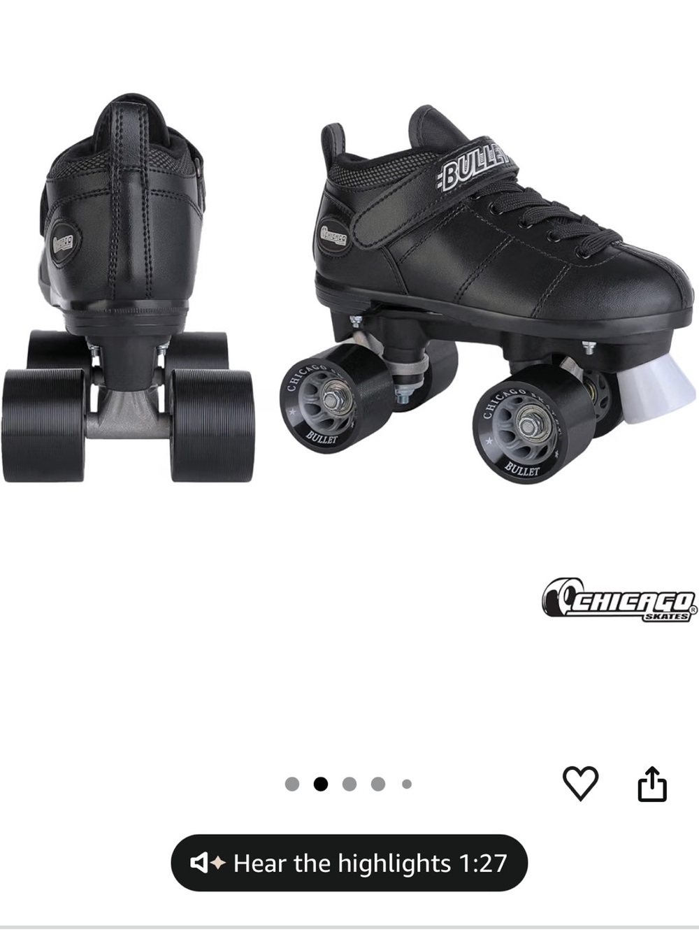 Chicago Skates Bullet Black Low-Cut Roller Skates Men’s 4 - Picture 5 of 16